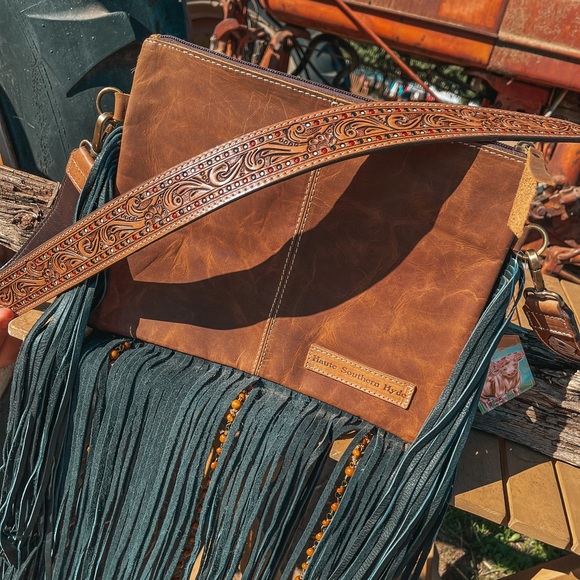 Don’t Chase Cowboys a Haute Southern Hyde by Beth Marie Exclusive Cowhide Purse - Picture 2 of 8